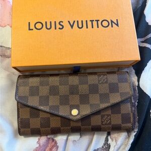 Louis Vuitton Damier Ebene Wallet with Pink Interior